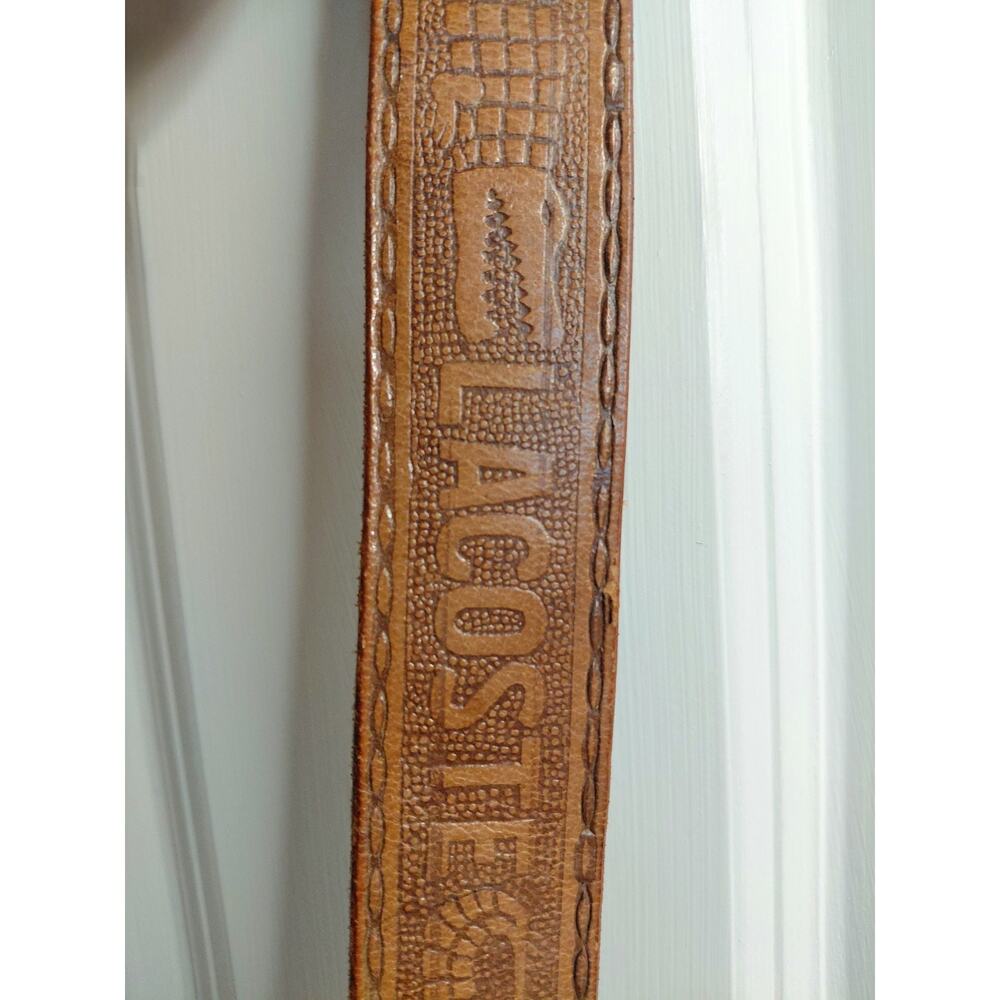 Vintage Lacoste Tooled Leather Western Belt Brown Croc Embossed Silver Buckle 38 - Picture 15 of 16
